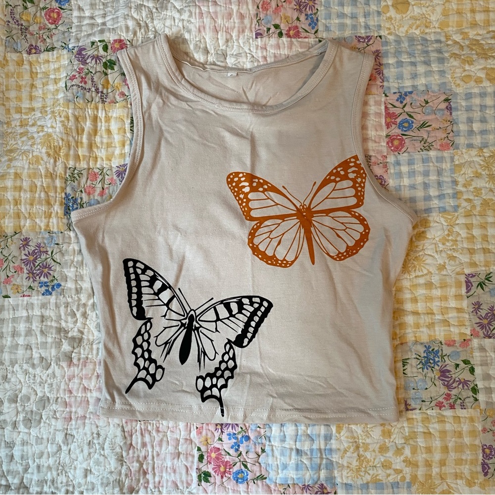 butterfly cropped tank top
